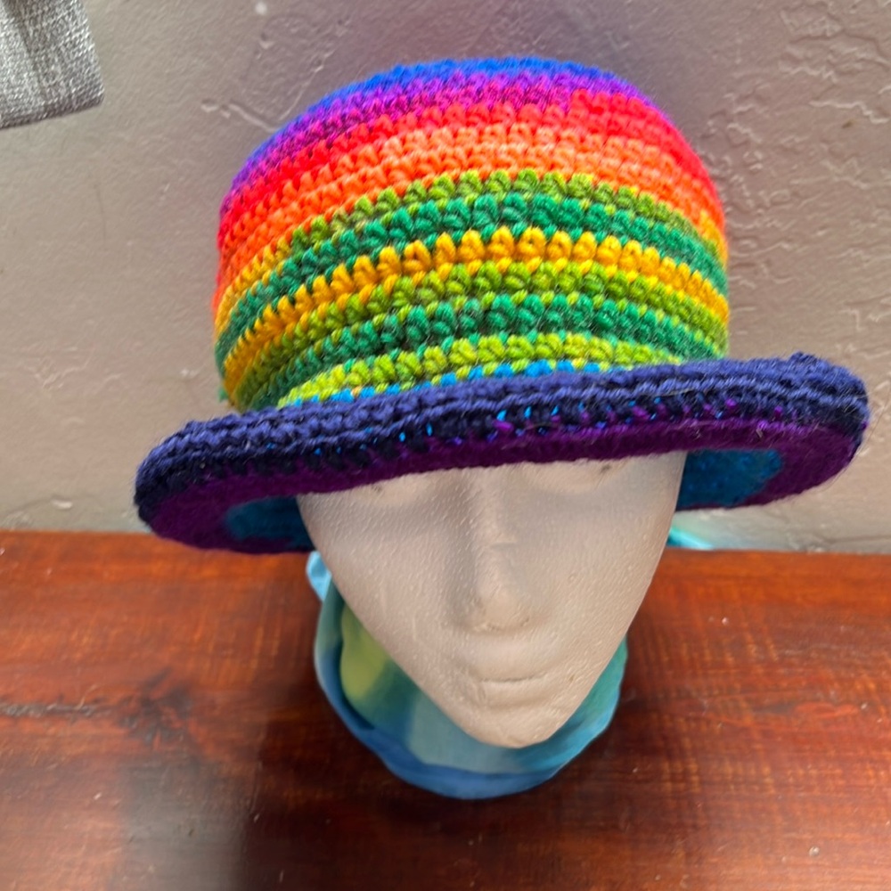 Colorful Rainbow Crochet Hat